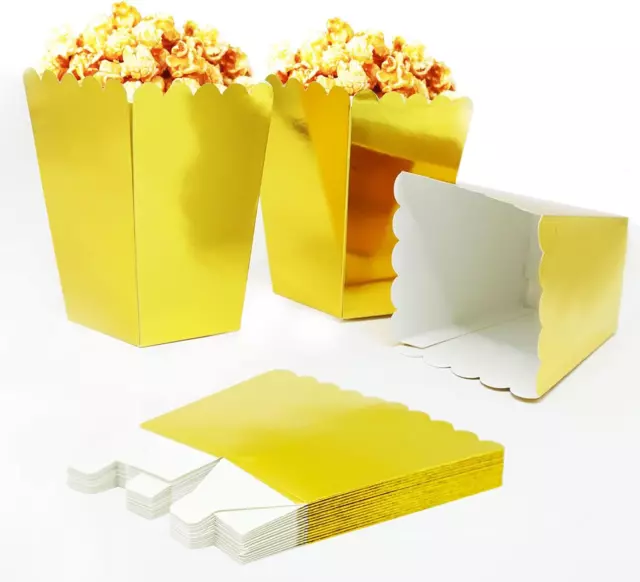 30 Stück Goldene Popcorn-Boxen, Kleine Retro-Popcorn-Karton, Süße Behälter Für F
