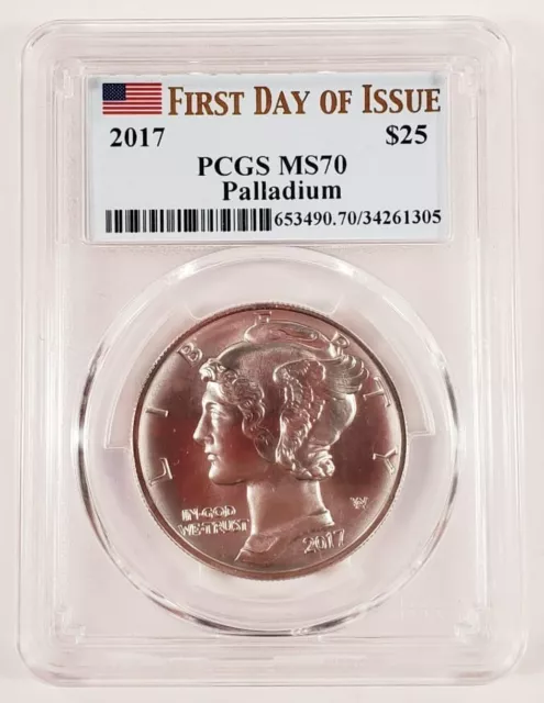 2017 Palladium 1 ML Aigle Classé Par PCGS Comme MS70 Fdoi