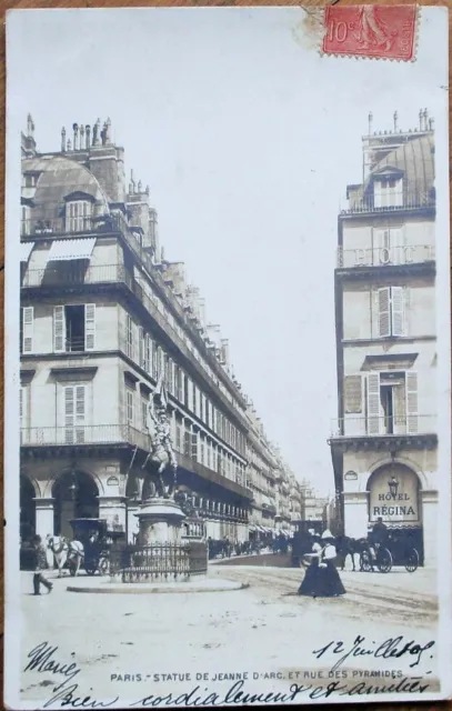 Paris, France 1905 Realphoto Postcard: Statue de Jeanne d'Arc, Rue des Pyramides