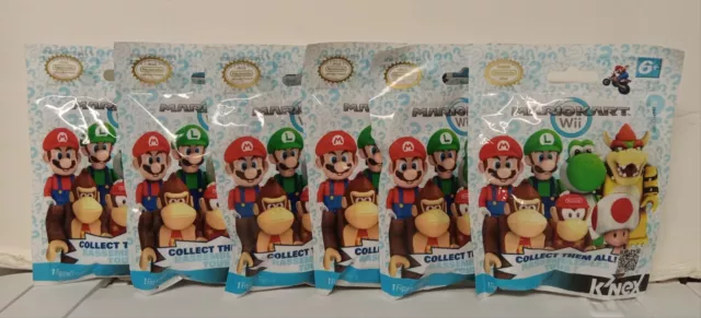 K'NEX MARIO KART WII Nintendo blind bag Mini Figure. Qty 6. 2012 Factory Sealed.