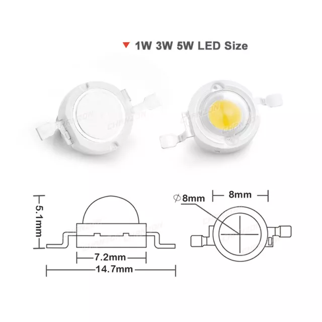 10PC 1W 3W 5W DIY High Power Led Chip Light Emitter Diode Smd Cob Lamp Bead Bulb 2