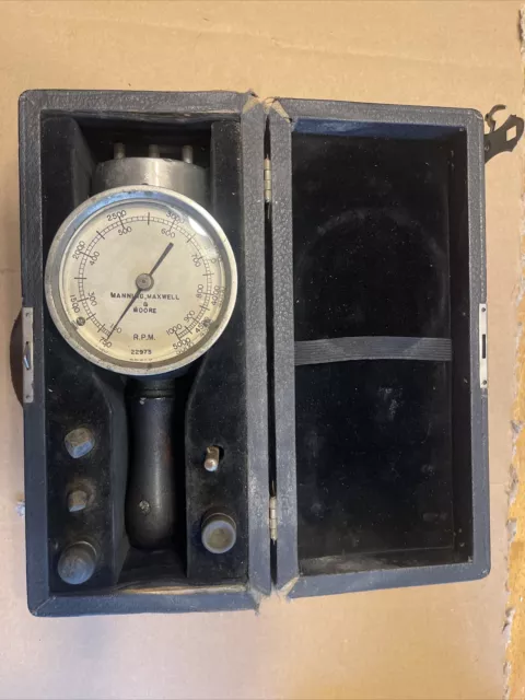 Manning Maxwell and Moore Antique “JABABI” Hand Tachometer Speed Indicator ￼