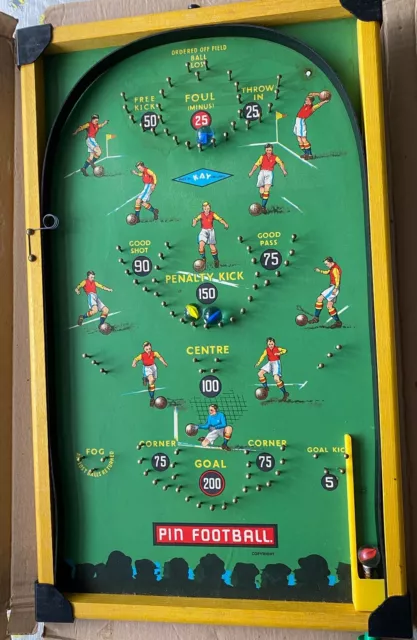 Pin Football Vintage Wooden Old Pinball Bagatelle Game Antique Collectable Rare