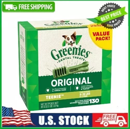 GREENIES Original Flavor TEENIE Dental Chew Treats for Dogs, 36 oz (130 Treats)