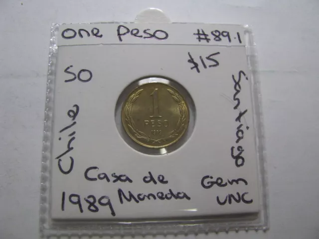 1989 Chile Peso Casa De Moneda Santiago coin #89.1