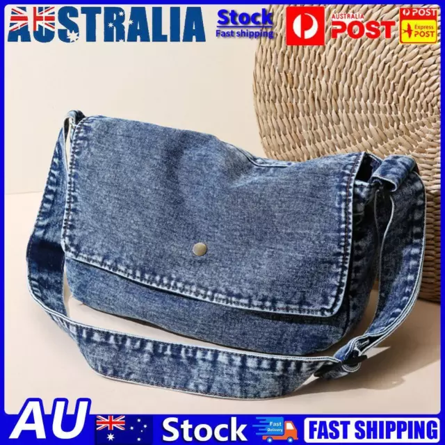 Denim Clutch Bag Large Capacity Couples Crossbody Bag Shopper Bag (Retro blue)