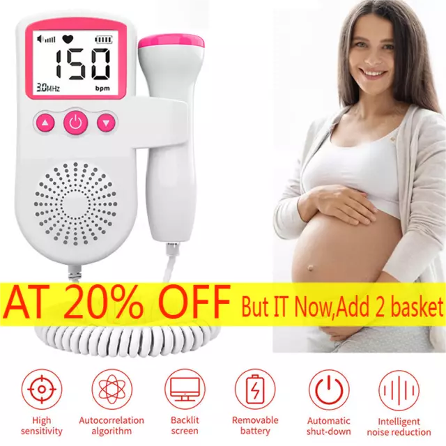 Baby Heart Beat Rate Monitor Ultrasonic Probe Prenatal Fetal Doppler Detector