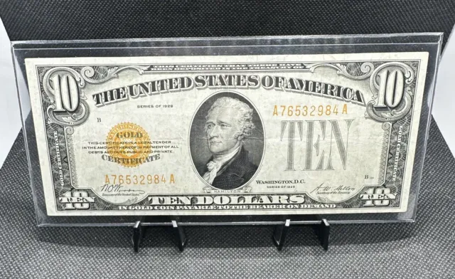 1928 $10 Gold Certificate XF/AU Condition!
