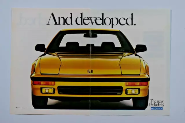 Honda Prelude Si Vintage 1987 Gold Centerfold Original Print Ad