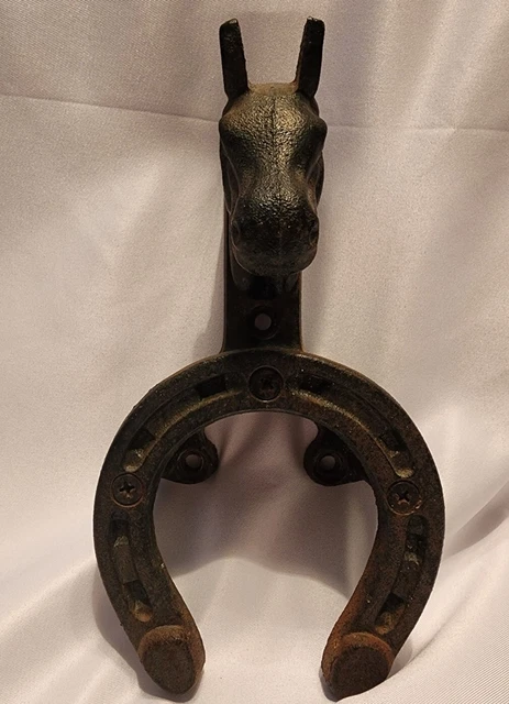 VTG Cast Iron Barn Horse Tack Wall Mount Rack Antique Bridle Harness Holder