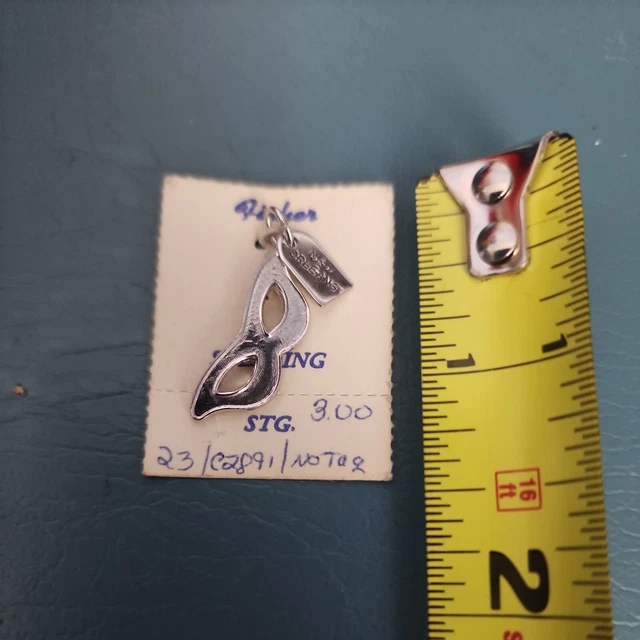 Vintage New Orleans 925 Sterling Silver Mardi Gras Mask Charm Pendant