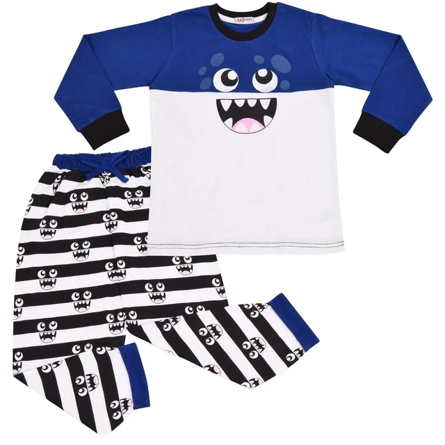 Pigiama blu reale bimba bambini carino mostro pigiama pigiama pigiama 2 pezzi cotone costumi da notte