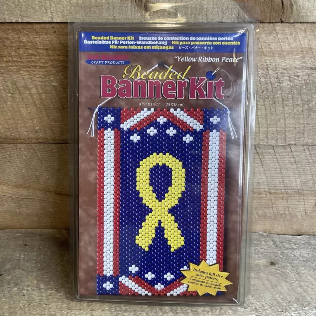 The Beadery Beaded Banner “Yellow Ribbon Peace” Kit #5599 NEW 9 3/4” X 14 3/4”
