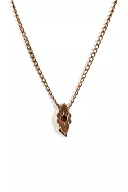 JFS Sons Womens Victorian Yellow Gold Filled Ruby Pendant Watch Chain Necklace