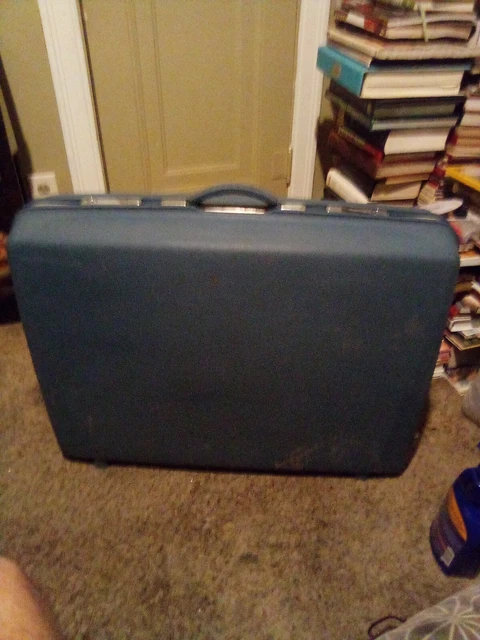 Vintage Samsonite Large Hardshell Suitcase 22 " X 29 " Dark Blue No Key