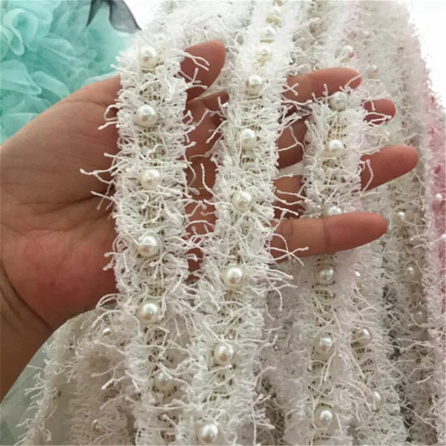 1M Perle Spitzenborte Randstreifen Perlen Spitzenbesatz DIY Braut Kleid Nähen