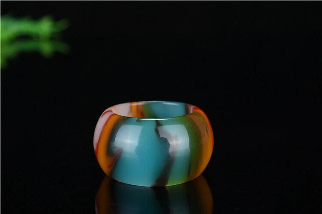 22mm Chinese hetian jade colorful thumb ring bracelet decoration retro jade ring