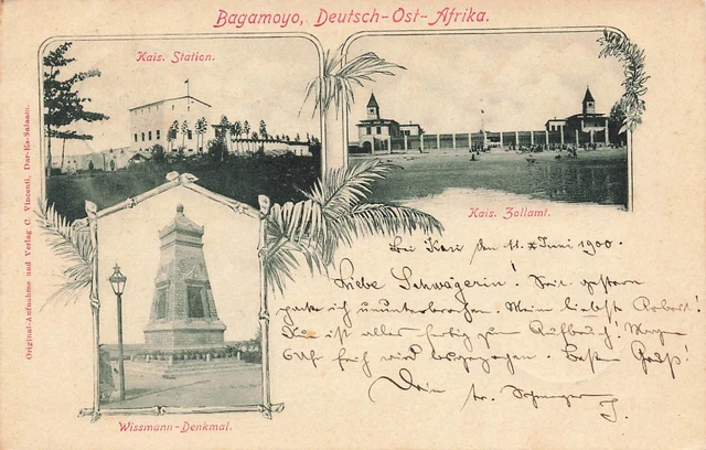 AK Deutsch-Ostafrika DOA  Begamoyo Kais.Station  gelaufen Dar-es-Salaam  1900