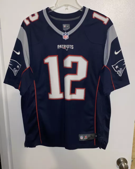 Tom Brady Jersey Sz Large Blue New England Patriots Nike On Field NFL Stitched
