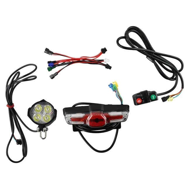 Kit Feux Avant/arrière + Klaxon Universel Pour Vélo électrique - Noir, En ABS, Facile à Monter
