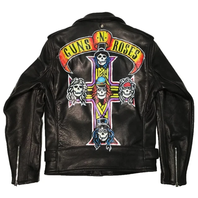 NEW GUNS N ROSES BLACK LEATHER JACKET AXL ROSE PARADISE CITY