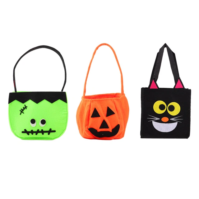 Bolso de mano de calabaza no tejido de Halloween 3 piezas