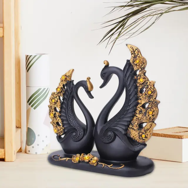Swan Couple Figurine Crafts European Art Resin for Hotel Bookshelf Tabletop