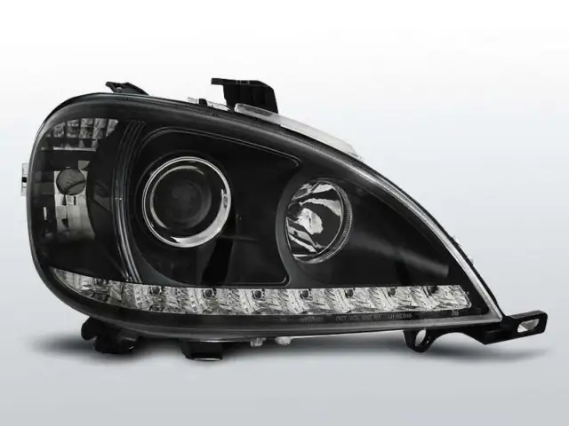 المصابيح الأمامية LED DRL Look pour Mercedes W163 ML-CLASS 01-05 Daylight Black