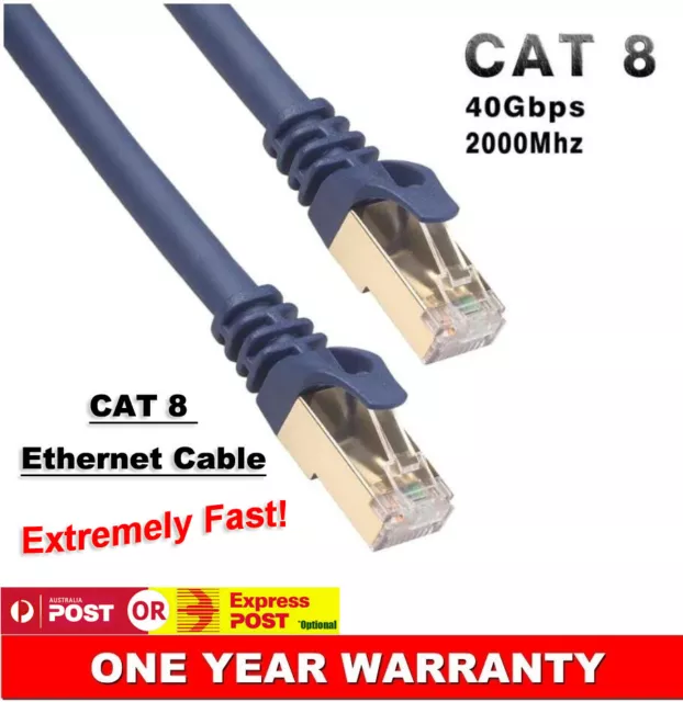 CAT8 Ethernet Cable RJ45 Network Cord SFTP 40Gbps 2000Mhz High Speed 26AWG OFC