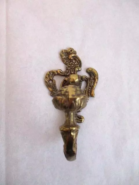 Ornate Brass Wall Mount Hook Hanger-Coat/Hat Rack/Towel-Floral Hook