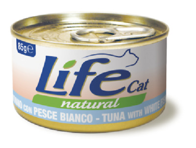 Life Cat Tonno con Pesce Bianco 12 scatolette X 85g Alimento umido per gatti
