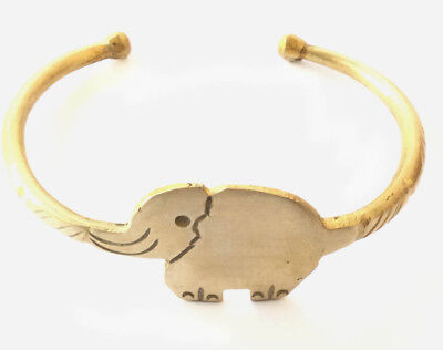 Authentic handmade Ghana brass Elephant cuff bracelet-African trade beads