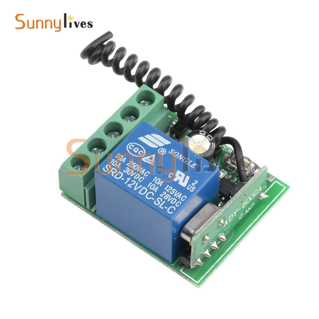 DC12V 10A Wireless Relay 1 Channel 433Mhz Remote Control Switch Receiver Module