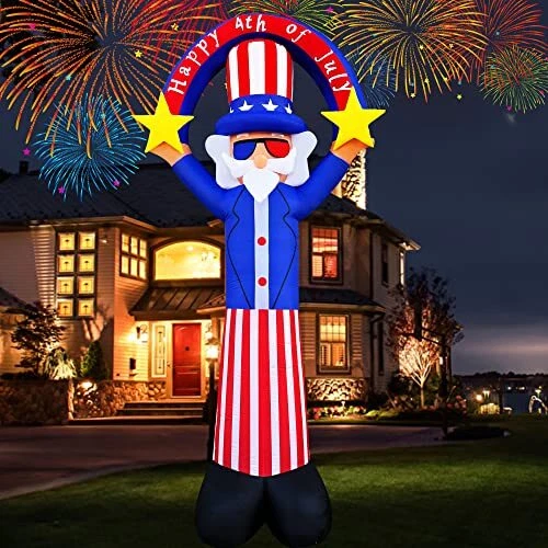 SEASONBLOW 10FT Independence Day Inflatable Uncle Sam Holding a Archway Decor...