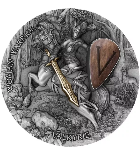 2020 Niue Woman Warrior Valkyrie 2oz Antique Finish Silver Coin