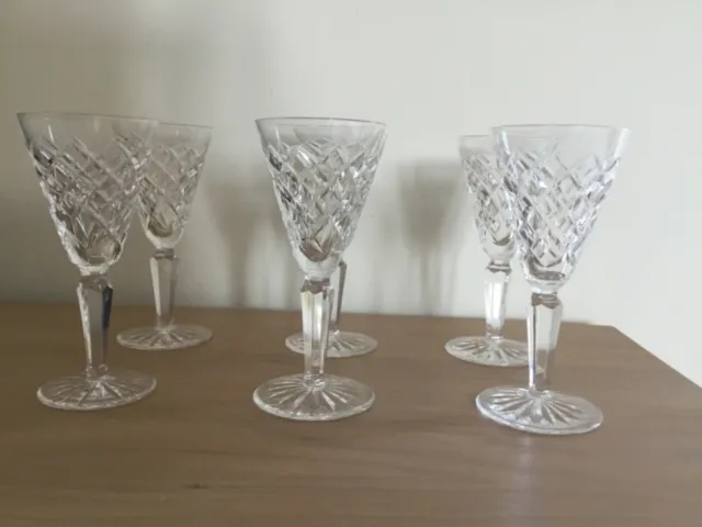 Waterford Crystal - Tyrone cut - sherry glasses x 6 - excellent used condition