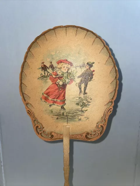 Vintage Cardboard Advertising Fan Hardware Store NY Tracy Brothers Little Girl