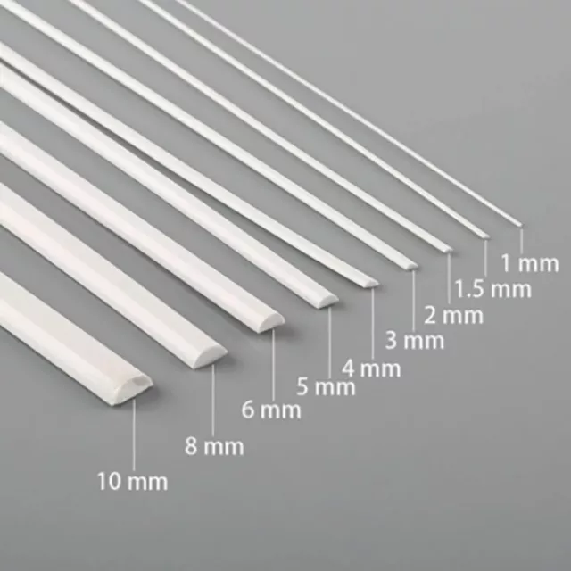 ABS Plastic Half Round Rod Bar DIY Model Material 2/3/4/5/6/8mm x 250mm