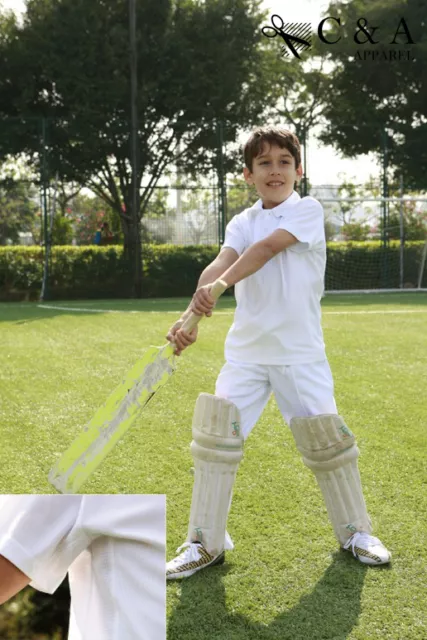 Kids Boys Girls Short Sleeve Cricket Top Polo Shirt & Cricket Pants Sports Suit