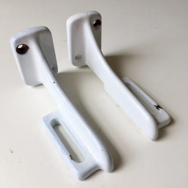 Antique Cast Iron Victorian Shelf Cistern Brackets Heavy White Old Original