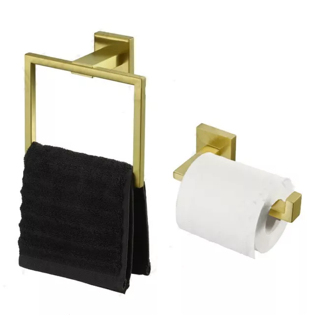 Brushed Gold Toilet Paper Holder Towel Ring Hand Towel Roll Toilet Paper Holder