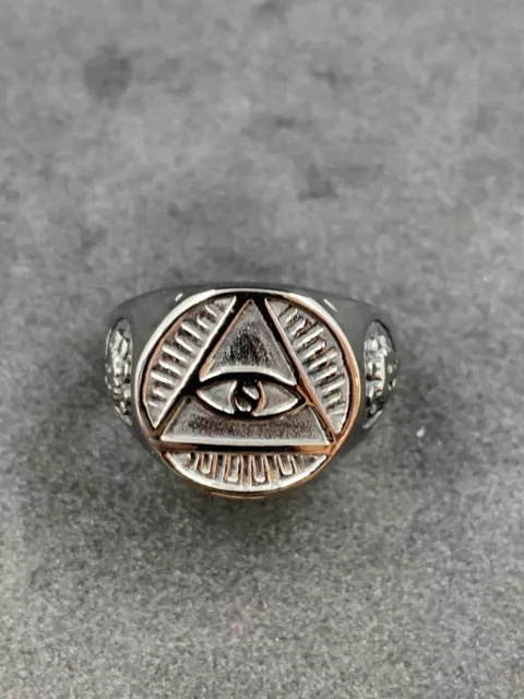 Masonic All Seeing Eye Men's Ring Freemason Pyramid Eye Stainless Steel Ring