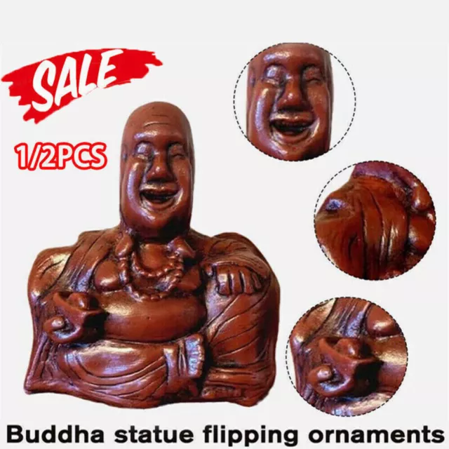 2PCS The Buddha Flip ,Buddha Ornament,Middle Finger Laughing Buddha Statue Decor