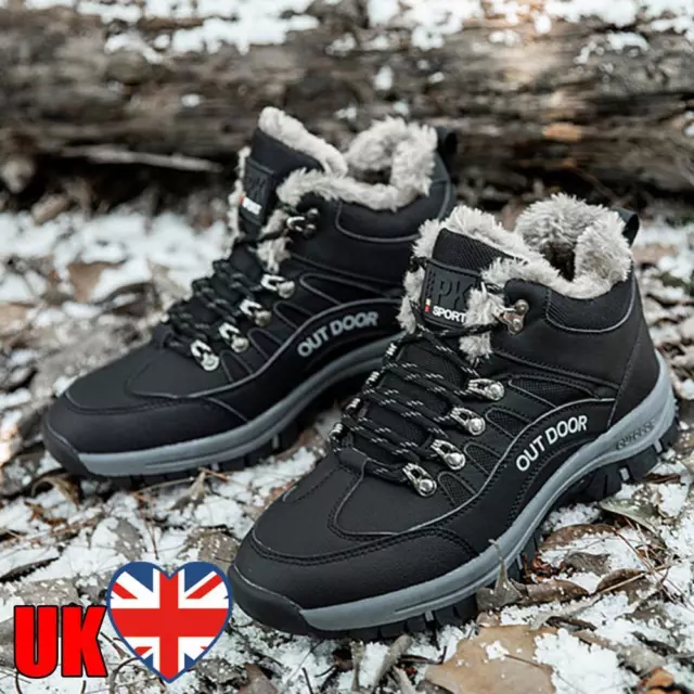 MENS ANKLE BOOTS Non Slip Winter Hiking Shoes Waterproof Cozy for ...