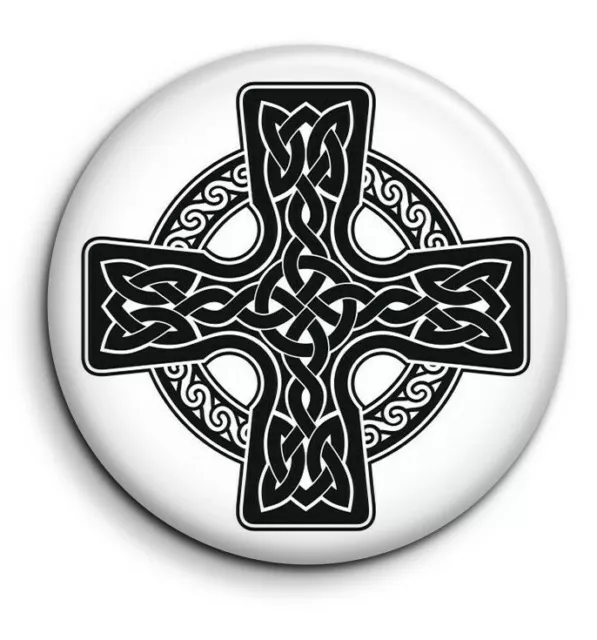 Badge Epingle 38mm Button Pin Culture croix celtique nimbée celtic cross