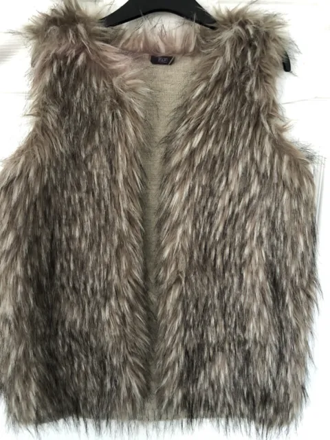 Faux Fur Sleeveless Jacket Tesco F&F Ladies Size M