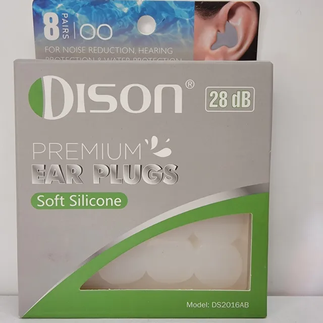 Tapones para los oídos de silicona suave Dison Premium 28 dB para reducción de ruido y agua - 8 pares