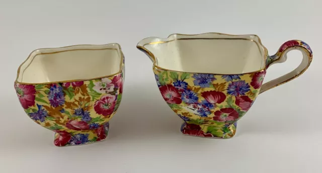 Vintage Royal Winton Grimwades ROYALTY Chintz Open Sugar & Creamer Set