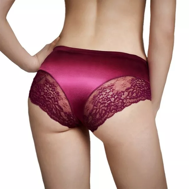 Silk Satin Silky Women Briefs Knickers Sexy Underwear Seamless Lace Panties UK