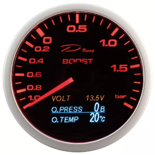 4in1 Ladedruck Anzeige + Öldruck Öltemperatur Volt - Multi-gauge OLED schwarz + 3